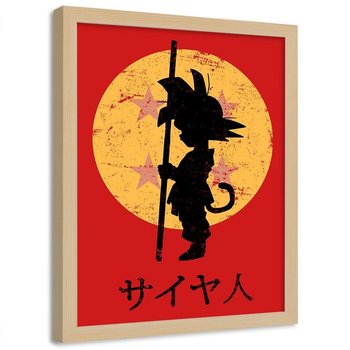 Plakat w ramie naturalnej FEEBY Dragon Ball Saian, 70x100 cm - Feeby