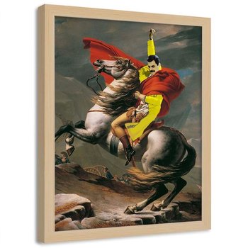 Plakat w ramie naturalnej FEEBY Freddie Marcury na koniu, 70x100 cm - Feeby