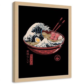Plakat w ramie naturalnej FEEBY Japońska zupa abstrakcja, 50x70 cm - Feeby