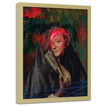 Plakat w ramie naturalnej FEEBY Kobieta z wachlarzem, 70x100 cm - Feeby