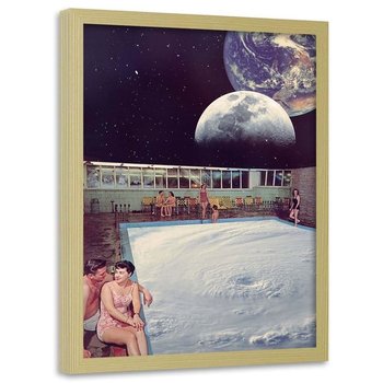 Plakat w ramie naturalnej FEEBY Kosmiczny basen, 40x60 cm - Feeby