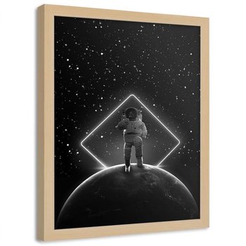 Plakat w ramie naturalnej FEEBY Kosmiczny kolaż, 70x100 cm - Feeby