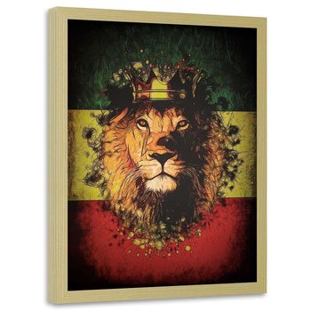 Plakat w ramie naturalnej FEEBY Król lew, 70x100 cm - Feeby