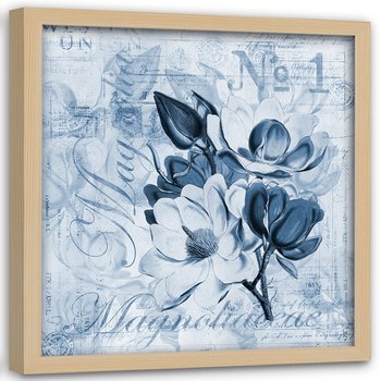 Plakat w ramie naturalnej FEEBY Kwiaty magnolii, 40x40 cm - Feeby