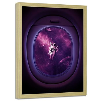 Plakat w ramie naturalnej FEEBY Latający kosmonauta, 50x70 cm - Feeby