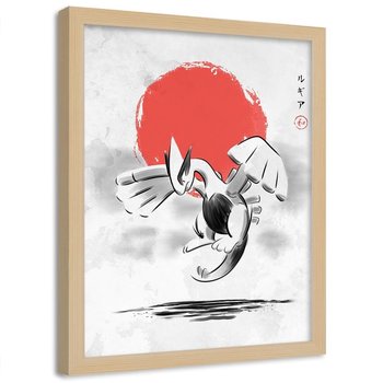 Plakat w ramie naturalnej FEEBY Latający pokemon, 70x100 cm - Feeby