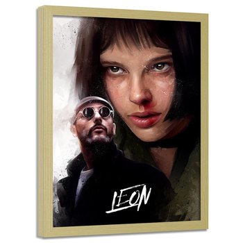 Plakat w ramie naturalnej FEEBY Leon i Matylda, 40x60 cm - Feeby