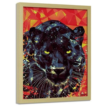 Plakat w ramie naturalnej FEEBY Malowana pantera, 50x70 cm - Feeby