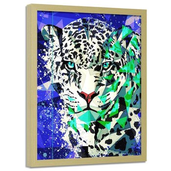 Plakat w ramie naturalnej FEEBY Malowany jaguar, 50x70 cm - Feeby