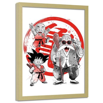 Plakat w ramie naturalnej FEEBY Manga mali wojownicy, 40x60 cm - Feeby