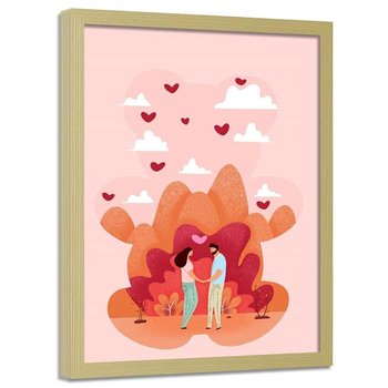 Plakat w ramie naturalnej FEEBY Miłość, 70x100 cm - Feeby