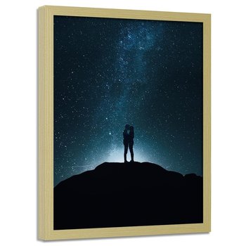Plakat w ramie naturalnej FEEBY Miłość w świetle gwiazd, 70x100 cm - Feeby