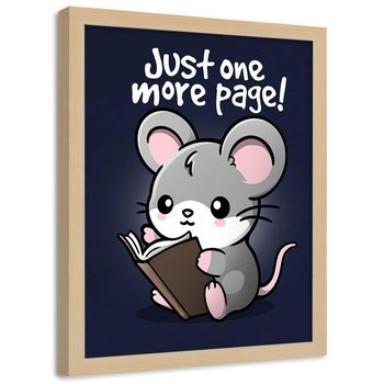 Plakat w ramie naturalnej FEEBY Myszka z książką dla dzieci i młodzieży, 50x70 cm - Feeby