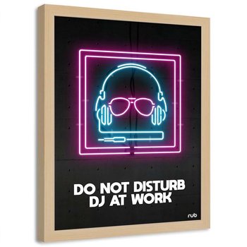 Plakat w ramie naturalnej FEEBY Neony DJ, 40x60 cm - Feeby