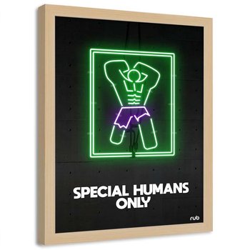 Plakat w ramie naturalnej FEEBY Neony Hulk, 40x60 cm - Feeby