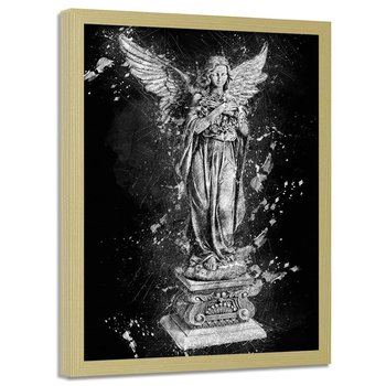 Plakat w ramie naturalnej FEEBY Posąg anioła, 40x60 cm - Feeby