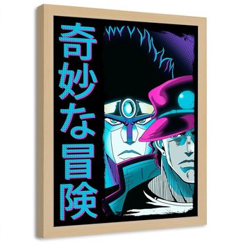 Plakat w ramie naturalnej FEEBY Postacie z anime, 40x60 cm - Feeby