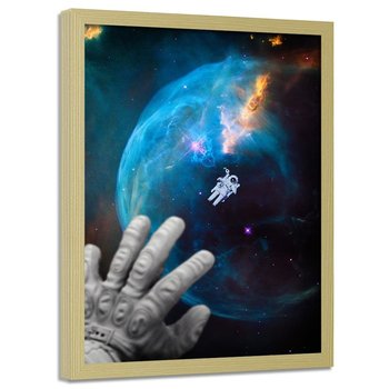 Plakat w ramie naturalnej FEEBY Przywitanie kosmonautów, 40x60 cm - Feeby