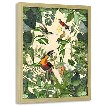Plakat w ramie naturalnej FEEBY Ptasi raj, 50x70 cm - Feeby