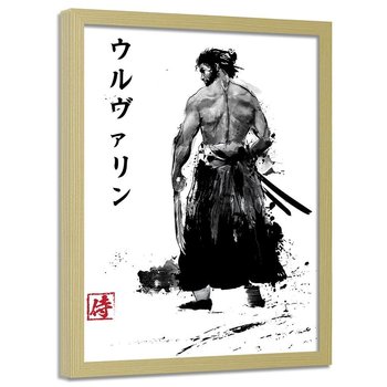 Plakat w ramie naturalnej FEEBY Samuraj z pazurami, 50x70 cm - Feeby