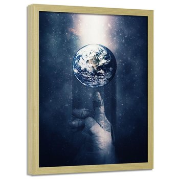 Plakat w ramie naturalnej FEEBY Świat w zasięgu ręki, 70x100 cm - Feeby