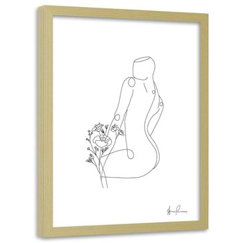 Plakat w ramie naturalnej FEEBY Sylwetka kobiety minimalizm, 40x60 cm - Feeby