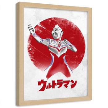 Plakat w ramie naturalnej FEEBY Waleczna postać anime, 40x60 cm - Feeby