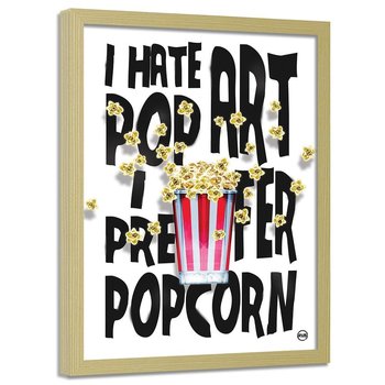 Plakat w ramie naturalnej FEEBY Wolę popcorn, 50x70 cm - Feeby
