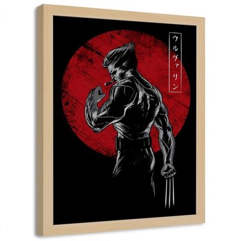 Plakat w ramie naturalnej FEEBY X-Men Wolverine, 40x60 cm - Feeby