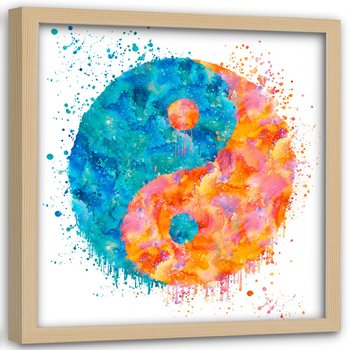 Plakat w ramie naturalnej FEEBY, Yin i Yang, abstrakcja, 80x80 cm - Feeby