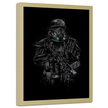 Plakat w ramie naturalnej FEEBY Żołnierz w czarnym pancerzu, 70x100 cm - Feeby