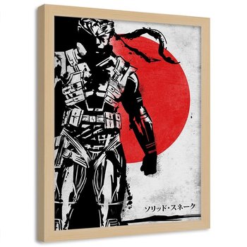 Plakat w ramie naturalnej FEEBY Żołnierz z anime, 40x60 cm - Feeby