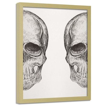 Plakat w ramie naturalnej, Ludzka czaszka - 40x60 - Feeby