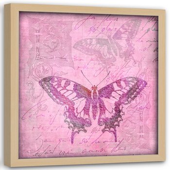 Plakat w ramie naturalnej, Motyl, abstracja - 40x40 - Feeby