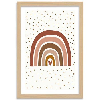 Plakat w ramie naturalnej, Różowa tęcza, 70x100 cm - Feeby