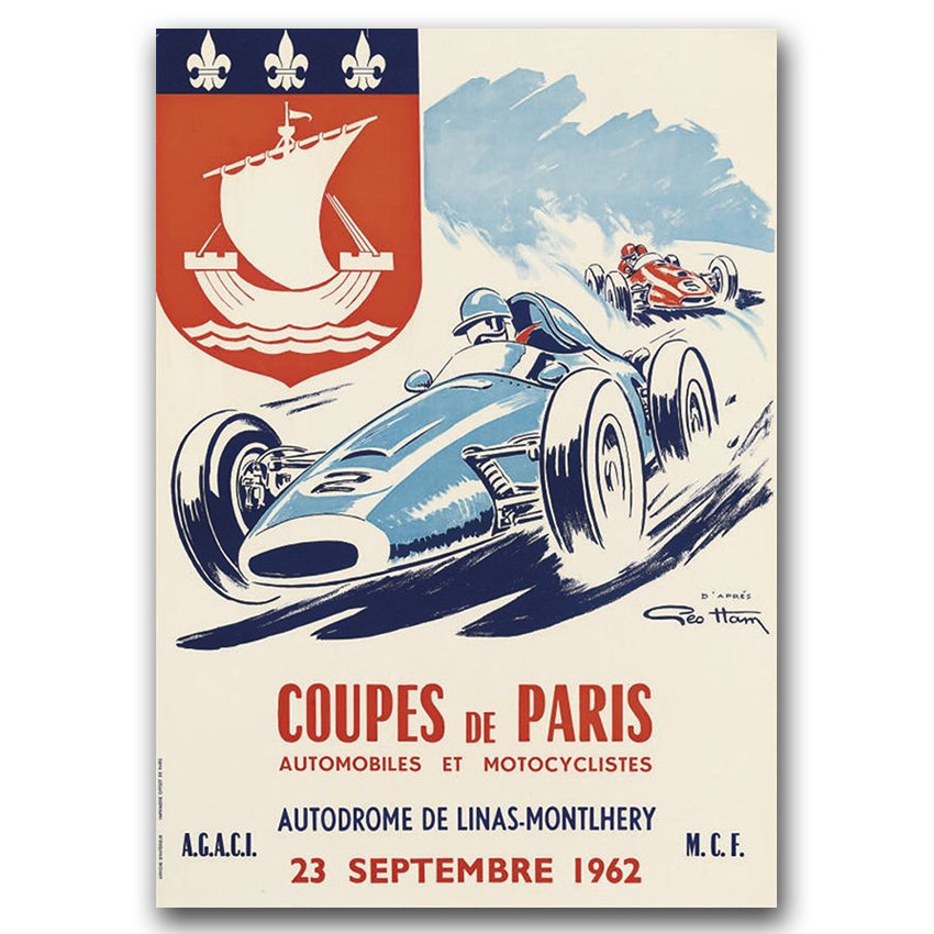 Plakat w stylu retro Automobile Coupe De Paris A1 Vintageposteria Sklep