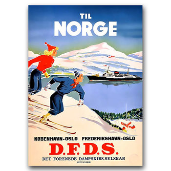 Plakat w stylu retro na płótnie Norwegia Ski A3 - Vintageposteria