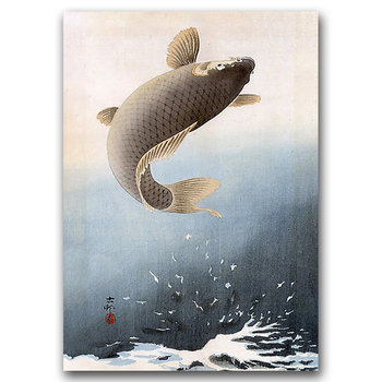 Plakat w stylu retro Skaczący karp Ohary Koson A1 - Vintageposteria