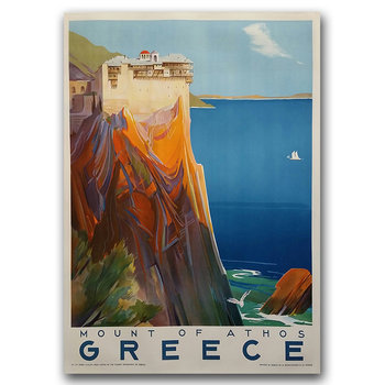 Plakat w stylu vintage Góra Athos Grecja A3 - Vintageposteria