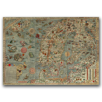 Plakat w stylu vintage Mapa starej Skandynawii A3 - Vintageposteria