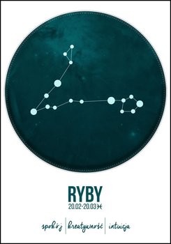 Plakat, Znak zodiaku, Ryby, 29,7x42 cm - reinders