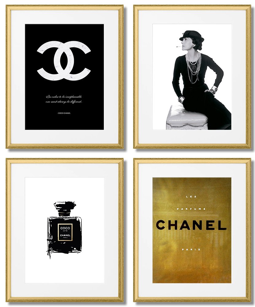 Arrangement beholder pendul Plakaty Coco Chanel Czarno-Białe I Złote - DEKORAMA | Sklep EMPIK.COM