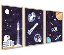 Plakaty Dla Dziecka Kosmos Rakieta Gwiazdy Zestaw 21x30cm