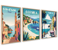 Plakaty Francuskie Vintage Lazurowe Wybrzeże Zestaw 21x30cm