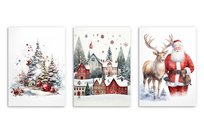 Plakaty na ścianę Boże Narodzenie Świąteczne postery Mikołaj 3x 50x70