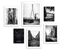 Plakaty na ścianę do salonu, obrazy, czarnobiałe Warszawa zestaw