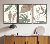 Plakaty Obrazki Botanika Zieleń Beż A3 30x40m