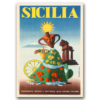 Plakaty w stylu retro Sycylia Włochy A1 60x85 cm - Vintageposteria