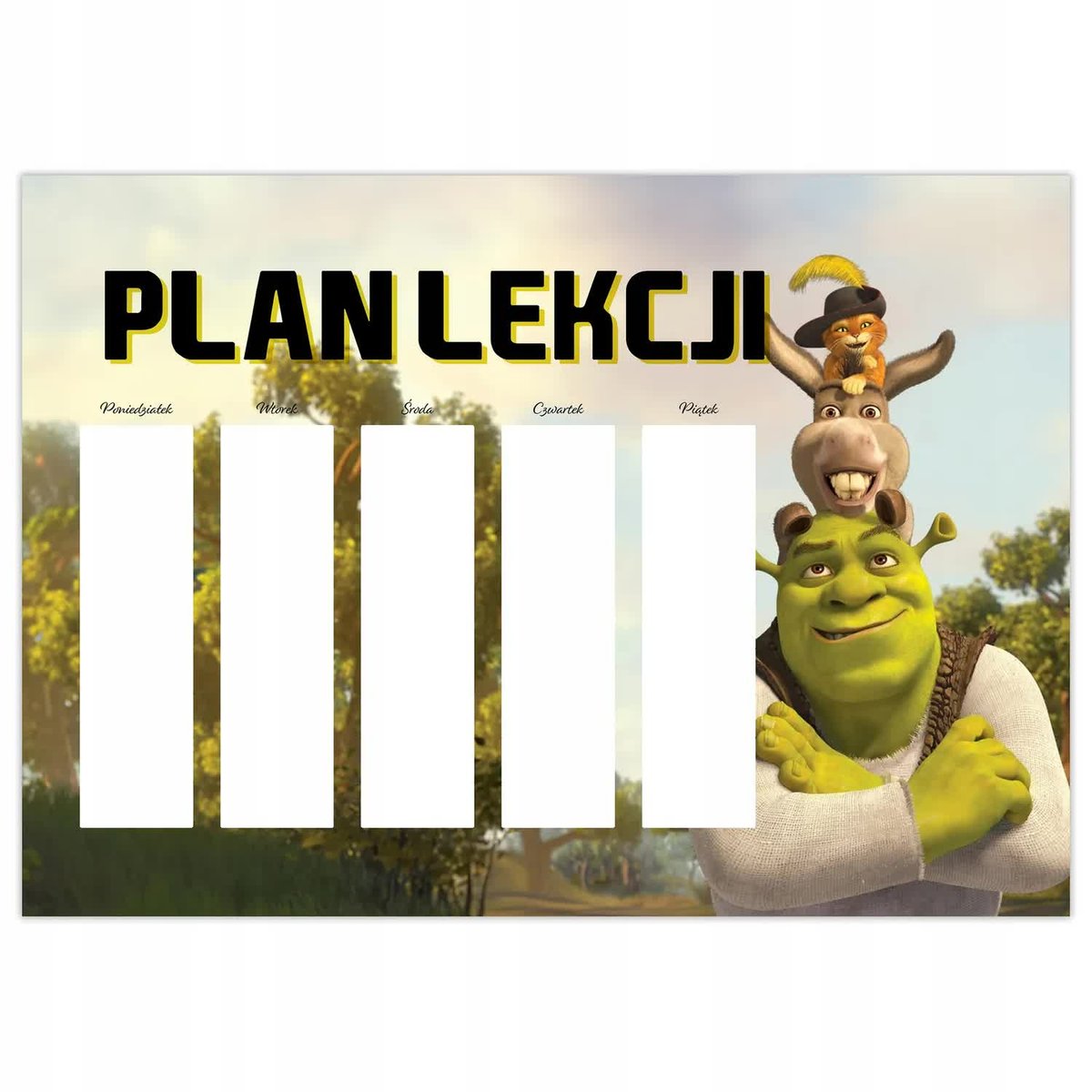 PLAN LEKCJI A4 TYGODNIOWY PLANER BAJKI SHREK WZORY - Inna marka | Sklep