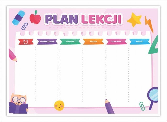 Plan lekcji A5 Kotek - różowy 5szt - Inna marka | Sklep EMPIK.COM
